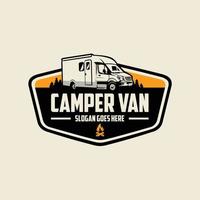 premie camper busje camper klaar gemaakt logo vector. het beste voor camper busje verwant industrie vector