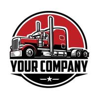 transportbedrijf kant en klare logo sjabloon embleem set. semi vrachtwagen 18 wieler vracht badge logo vector geïsoleerd. perfect logo voor de vracht- en vrachtindustrie