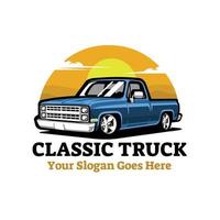 klassiek vrachtauto restauratie embleem logo ontwerp. het beste voor klassiek vrachtauto restauratie verwant logo vector