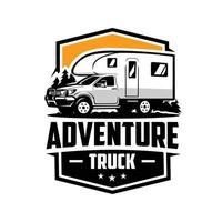 premie avontuur vrachtauto logo camper busje logo ontwerp vector