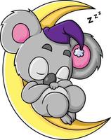 de koala is slapen Aan de maan en heel degelijk vector