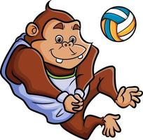 de professioneel chimpansee is spelen de volleybal vector
