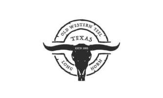 Texas longhorn, country western stier vee vintage label logo-ontwerp vector