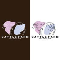 koe dier logo, veehouderij, melkveebedrijf dier illustratie ontwerp vector