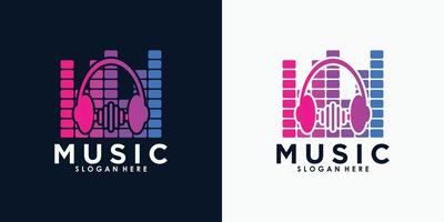 muziek- logo ontwerp met creatief concept premie vector