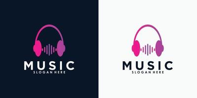 muziek- logo ontwerp met creatief concept premie vector