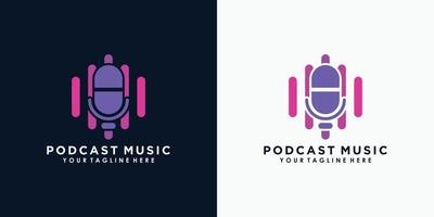 podcast logo ontwerp met creatief concept premie vector