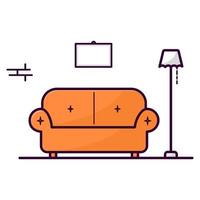 kleding stof sofa en staand lamp vector