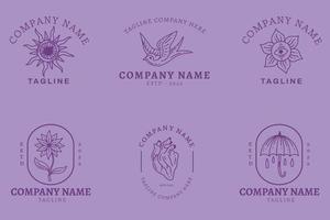 mystiek Purper luxe minimalistische symbool logo verzameling pastel Purper stijl. vector