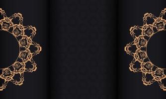 zwart banier met luxueus goud ornamenten en plaats onder de tekst. drukklare uitnodiging ontwerp met wijnoogst patronen. vector