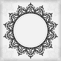 vector voorbereidingen treffen ansichtkaarten in wit met zwart ornamenten. sjabloon voor ontwerp afdrukbare uitnodiging kaart met mandala patronen.