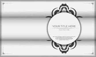 wit banier van prachtig vector patronen met mandala ornamenten en plaats voor uw tekst. uitnodiging kaart ontwerp met mandala patronen.