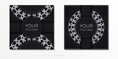 elegant uitnodiging kaart met wijnoogst patronen. elegant kaart ontwerp in zwart kleur met luxueus Grieks vector