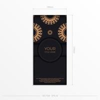 elegant ansichtkaart ontwerp in zwart met luxueus Grieks patronen. elegant uitnodiging met wijnoogst ornament. vector