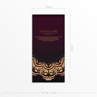 luxueus bordeaux kleur ansichtkaart sjabloon met wijnoogst ornament. vector