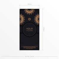 rechthoekig ansichtkaart sjabloon zwart met luxueus ornamenten. drukklare uitnodiging ontwerp met wijnoogst patronen. vector
