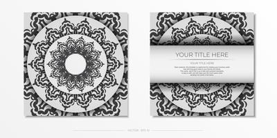ansichtkaart in wit met zwart ornamenten. uitnodiging kaart ontwerp met mandala patronen. vector