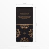 rechthoekig ansichtkaart in zwart met Indisch ornamenten. uitnodiging kaart ontwerp met mandala patronen. vector