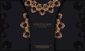 zwart sjabloon banier met luxe goud ornamenten en plaats onder de tekst. sjabloon voor ontwerp afdrukbare uitnodiging kaart met wijnoogst patronen. vector