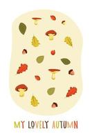 Hallo herfst vector illustratie met uitdrukking in papier besnoeiing stijl versierd met mooi helder bladeren Aan licht achtergrond. ontwerp voor groet kaart, uitverkoop of promotionele poster, folder, web banier