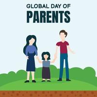 illustratie vector grafisch van gelukkig man en vrouw Holding hun dochter in de tuin, perfect voor globaal dag van ouders, vieren, groet kaart, enz.