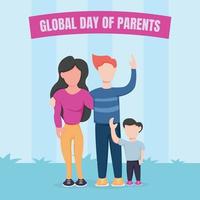 illustratie vector grafisch van een familie golvend in de tuin, perfect voor globaal dag van ouders, vieren, groet kaart, enz.