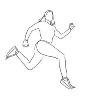 jogging vrouw lijn kunst tekening stijl, de vrouw schetsen zwart lineair geïsoleerd Aan wit achtergrond, de het beste jogging vrouw lijn kunst vector illustratie.