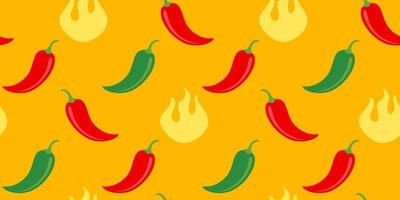 vector naadloos patroon van chili peper met brand.