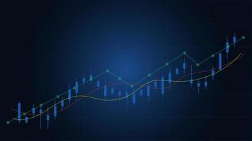 voorraad markt en cryptogeld handel tabel concept. kandelaar en bar diagram met volume indicator tonen digitaal geld of financieel statistieken en bedrijf verdienen beheer Aan blauw achtergrond vector