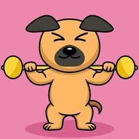 vector illustratie van premie schattig hond aan het doen sport hijs- goud