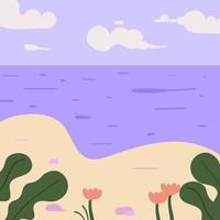 zomer strand en zee vlak illustratie vector