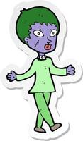sticker van een tekenfilm halloween zombie vrouw vector