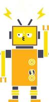 egale kleur retro cartoon defecte robot vector