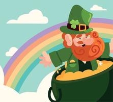 st patricks, elf van Ierse folklore en munt vector