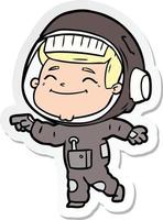 sticker van een happy cartoon-astronaut vector