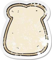 verontruste sticker van een cartoon sneetje brood vector