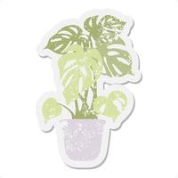 monstera fabriek grunge sticker vector