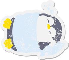 schattig Kerstmis pinguïn slapen grunge sticker vector