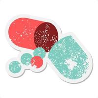 antibiotica capsule grunge sticker vector