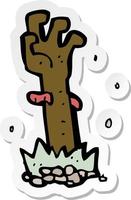 sticker van een cartoon zombiehand vector