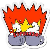 sticker van een tekenfilm espresso vector