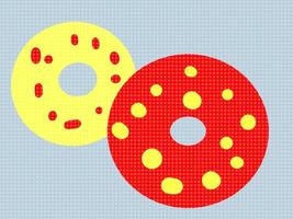 schattig roze geel zoet ronde donut, vector illustratie