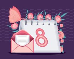 vrouwen dag brief en kalender vector