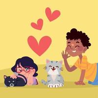 kinderen liefde katten vector