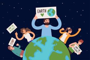 groep activisten opslaan de planeet vector