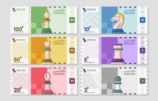vlak kleurrijk schaak papier geld verzameling vector