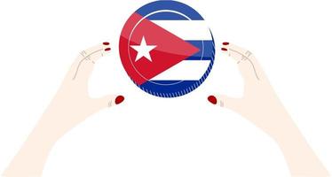 Cubaans vlag vector hand- getekend, Cubaans peso vector hand- getrokken