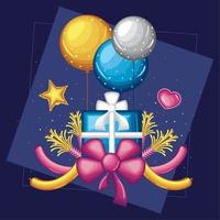 verjaardag geschenk ballon en boog vector