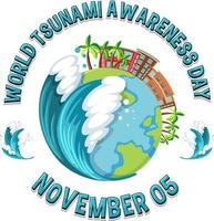 wereld tsunami bewustzijn dag logo ontwerp vector