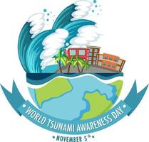 wereld tsunami bewustzijn dag banier ontwerp vector